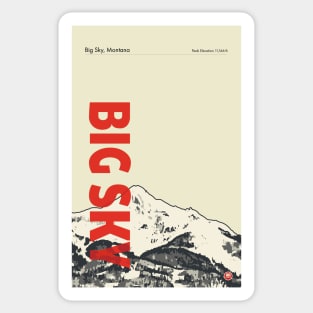 Big Sky Montana Vintage Modern Ski Travel Poster Sticker